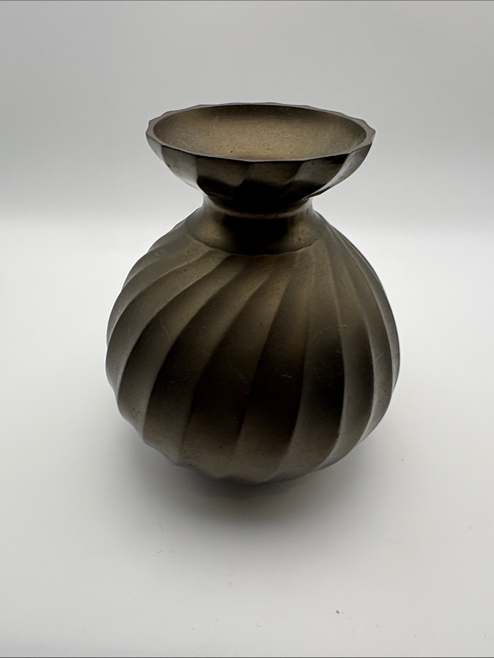 Vintage 5" Swirled Brass Vase Made in India